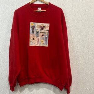 Vintage Jerzees 90s Christmas Crewneck Cotton Blend Long Sleeve Sweatshirt 2X